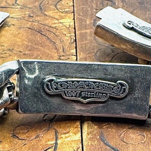 Chrome Hearts Dagger Dual I.D. Sterling Silver Unisex Bracelet Rockstar - Picture 4 of 12